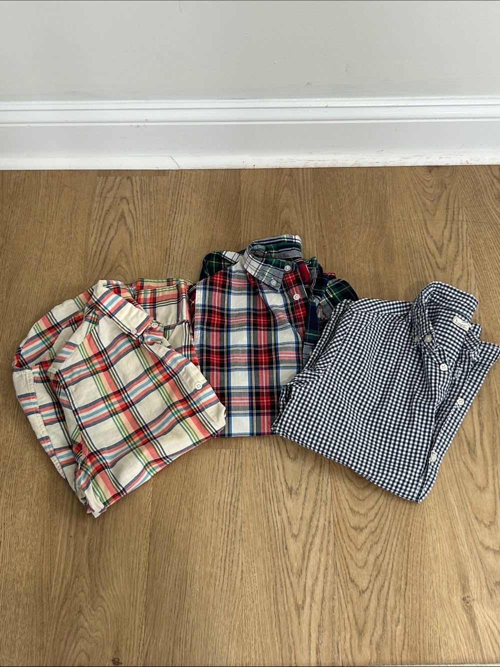 J Crew Crewcuts Boys Bundle of 3 Button Down Plaid Shirts Size 12